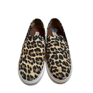 Steve Madden Womens 7.5 Safary Sneakers Leopard Print Slip On Flat Shoes